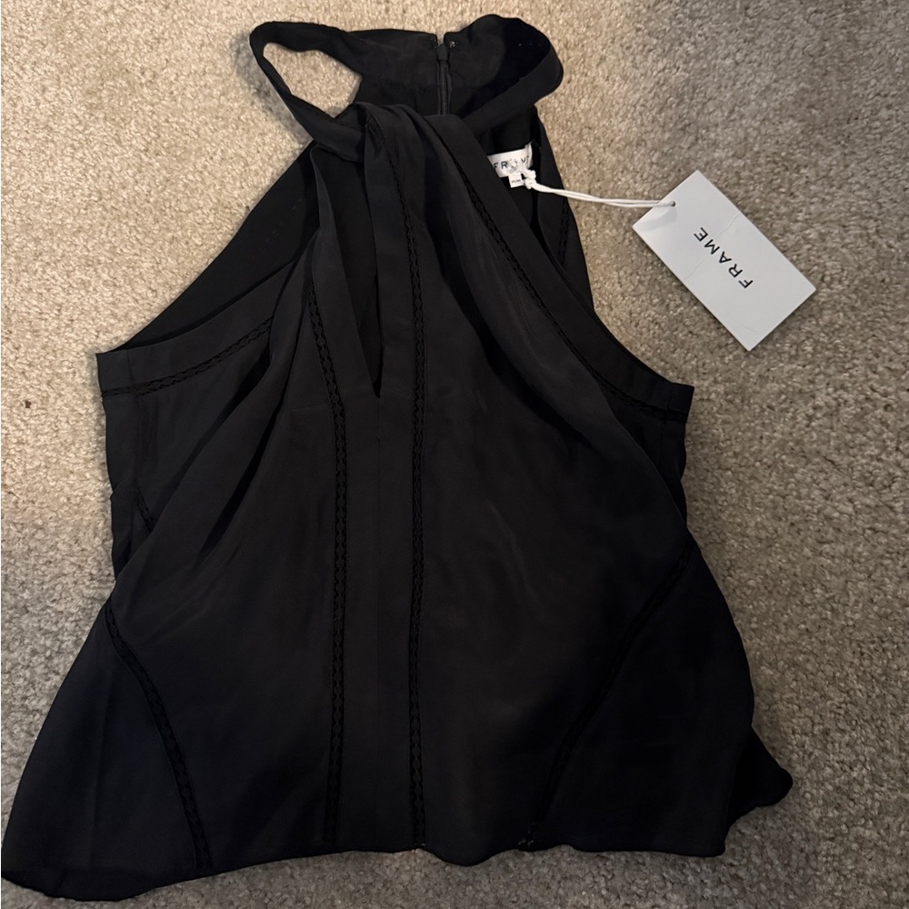 Frame Black Keyhole Halter Neck Tank